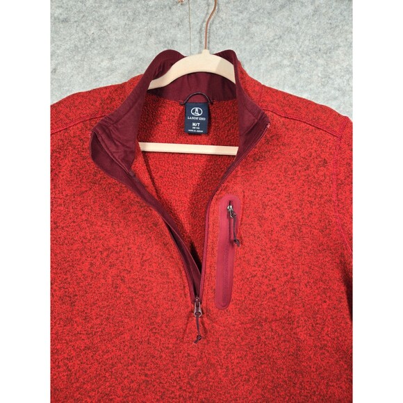 Lands End Sweater Fleece 1/4 Zip Pull Over Heathered Deep Red Men's Medium Tall - Picture 3 of 9